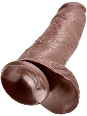 King Cock: Realistic Dildo with Balls, 31 cm, dark 