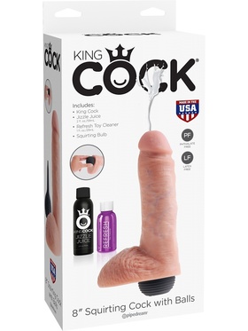 King Cock: Squirting Cock with Balls, 20 cm, light