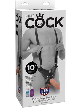 Pipedream: King Cock, 10 inch Hollow Strap-On, light