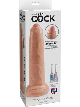  King Cock: Uncut Cock Dildo, 23 cm, light