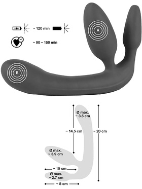 You2Toys: Vibrating Strapless Strap-On, Triple Teaser, black