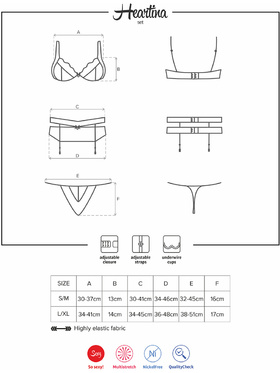 Obsessive: Heartina, Underwire Bra, Garter Belt, Thong, black