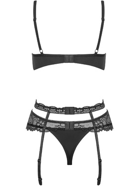 Obsessive: Heartina, Underwire Bra, Garter Belt, Thong, black
