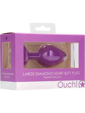 Ouch!: Large Diamond Heart Butt Plug, purple