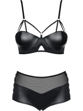 Obsessive: Leatheria, Bra & Shorties Set, black