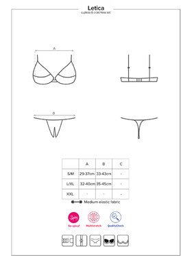 Obsessive Letica, Cupless Bra & Crotchless Thong, black