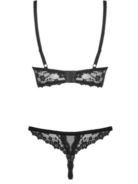 Obsessive Letica, Cupless Bra & Crotchless Thong, black