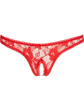 Cottelli Collection: Lace String, Open Crotch, red