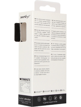 Shots Toys: Bullet Vibrator, Extra Long, black