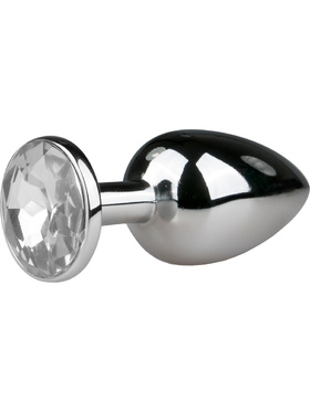 EasyToys: Metal Butt Plug No. 1 with Crystal, small, silver/clear 