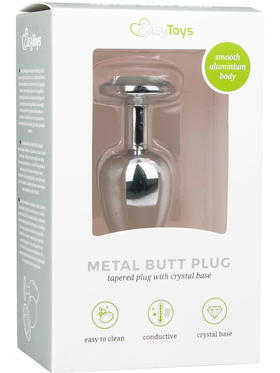EasyToys: Metal Butt Plug No. 1 with Crystal, small, silver/clear 