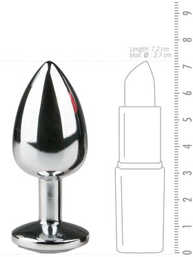 EasyToys: Metal Butt Plug No. 1 with Crystal, small, silver/clear 
