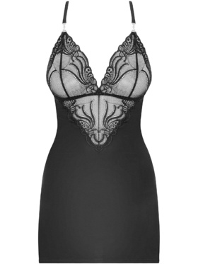 Obsessive: 828-CHE-1, Chemise & Thong, black