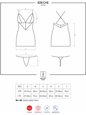 Obsessive: 828-CHE-1, Chemise & Thong, black