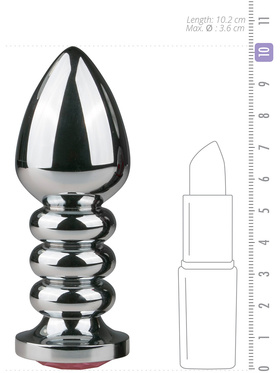 EasyToys: Metal Butt Plug No. 19 with Crystal, silver/pink