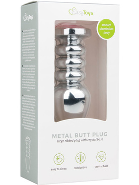 EasyToys: Metal Butt Plug No. 19 with Crystal, silver/pink