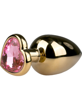 EasyToys: Metal Butt Plug No. 8 with Heart, large, gold/pink