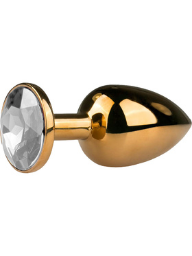 EasyToys: Metal Butt Plug No. 1 with Crystal, small, gold/clear