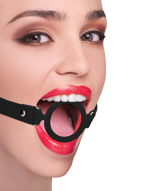 Ouch!: Silicone Ring Gag with Leather Straps 