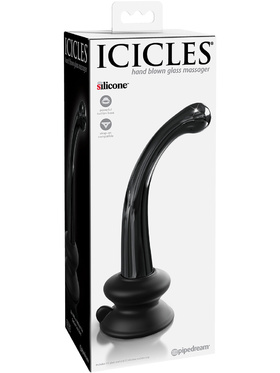 Icicles: No. 87 Glassdildo with Suction Cup, black