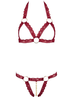 Cottelli Lingerie: Bra-set with elastic lace-straps, red