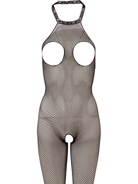 NO-XQSE: Crotchless bodystocking with mesh-design, One Size