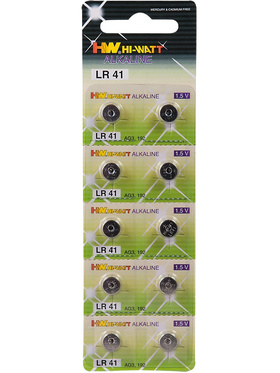 Hi-Watt: LR41 Button cell-batteries, 1.5V, Alkaline, 10-pack