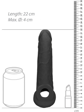 RealRock: Penis Extender with Rings, 22 cm, black