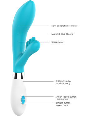 Luminous: Agave, Ultra Soft Silicone Rabbit Vibrator, turquoise
