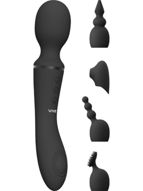 Vive: Nami, Pulse-Wave Wand Vibrator with Clitoral Sleeves, black