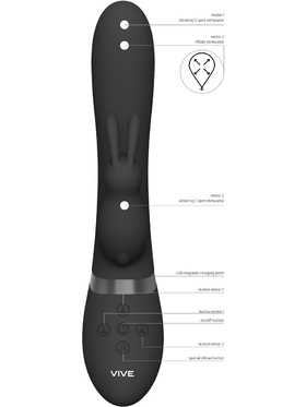 Vive: Taka, Inflatable Rabbit Vibrator, black