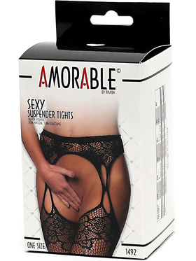 Amorable by Rimba: Tights with suspenders, black, One Size