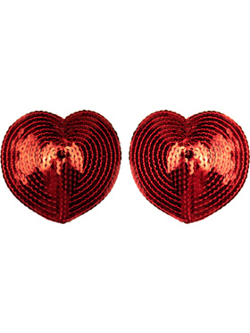 Bye Bra: Heart Nipple Covers, red