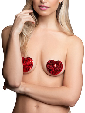 Bye Bra: Heart Nipple Covers, red
