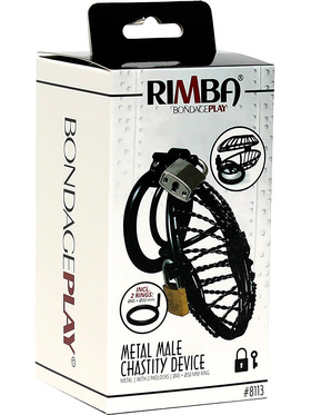 Rimba: Metal Male Chastity Device with Padlocks, black