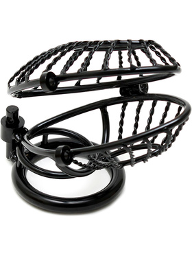 Rimba: Metal Male Chastity Device with Padlocks, black