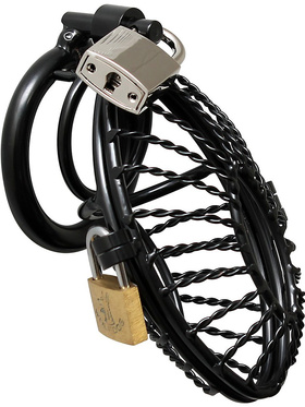 Rimba: Metal Male Chastity Device with Padlocks, black