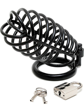Rimba: Metal Male Chastity Device with Padlock, black