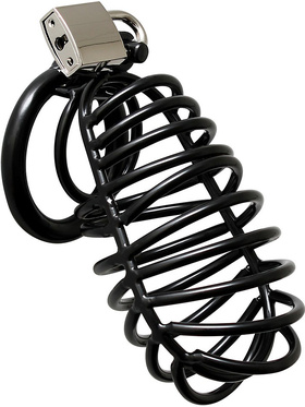 Rimba: Metal Male Chastity Device with Padlock, black