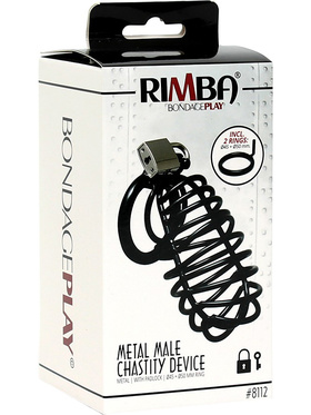 Rimba: Metal Male Chastity Device with Padlock, black