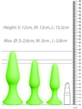 Ouch! Glow in the Dark: Silicone Butt Plug Set