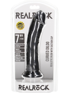 RealRock: Curved Realistic Dildo, 18 cm, black