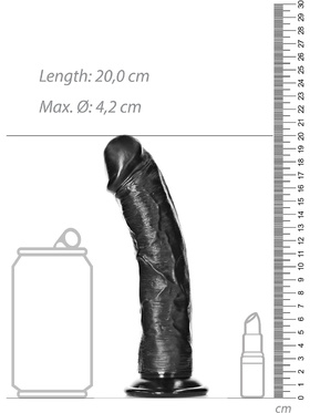 RealRock: Curved Realistic Dildo, 18 cm, black