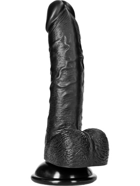 RealRock: Curved Realistic Dildo with Balls, 18 cm, black