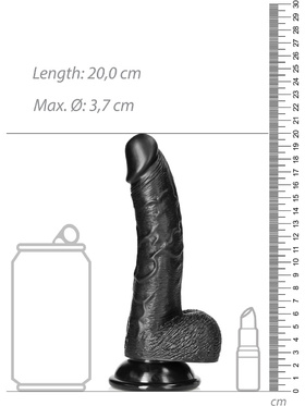 RealRock: Curved Realistic Dildo with Balls, 18 cm, black