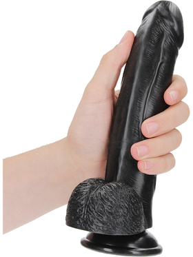 RealRock: Curved Realistic Dildo with Balls, 20.5 cm, black