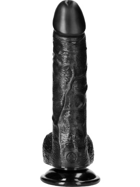 RealRock: Curved Realistic Dildo with Balls, 20.5 cm, black