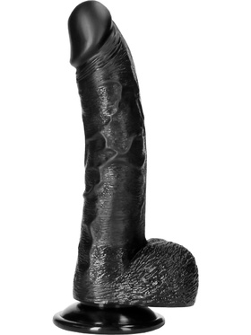 RealRock: Curved Realistic Dildo with Balls, 20.5 cm, black