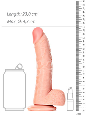 RealRock: Curved Realistic Dildo with Balls, 20.5 cm, light