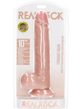 RealRock: Straight Realistic Dildo with Balls, 25.5 cm, light